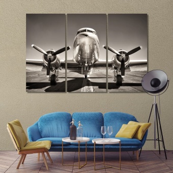 Vintage airplane on a runway wall art