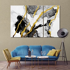 Black & gold abstract wall art canvas prints, marble abstract artwork