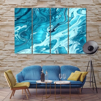 Blue abstract wall decorating ideas with pictures for home