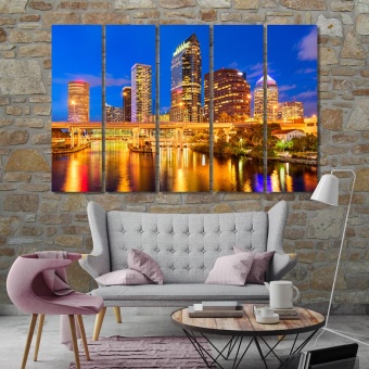 Tampa night city, Florida wall decor ideas for living room