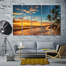 Tropical island beach pictures for living room decor