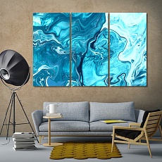Abstract blue framed wall art for living room, abstract art
