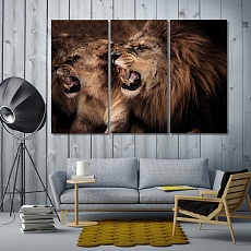 The lions pictures for the wall, beautiful wild animals print canvas