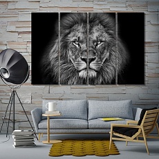 Lion black and white wall art, king of beasts canvas art prints