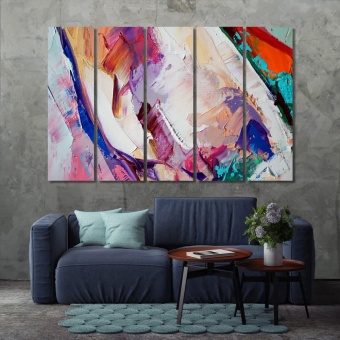 Paint strokes on canvas pictures for wall, abstract home decor art