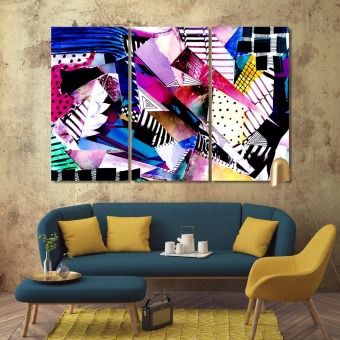 Abstract collage with geometric elements modern wall decorations