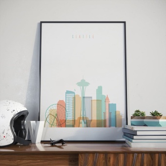 Seattle skyline print, ‎Washington wall arts for living room   
