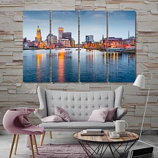 Providence evening city cool wall art, Rhode Island home decor picture