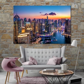Dubai Canvas AK Art Pictures Multi-Coloured Wall Picture Art Print holding Cushion Top XLL 